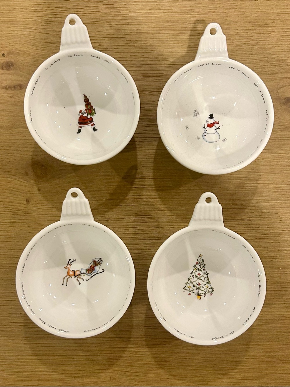 Pottery Barn | Holiday Cheer Ornament Shaped Bowls | Set of 4 | Ceramic